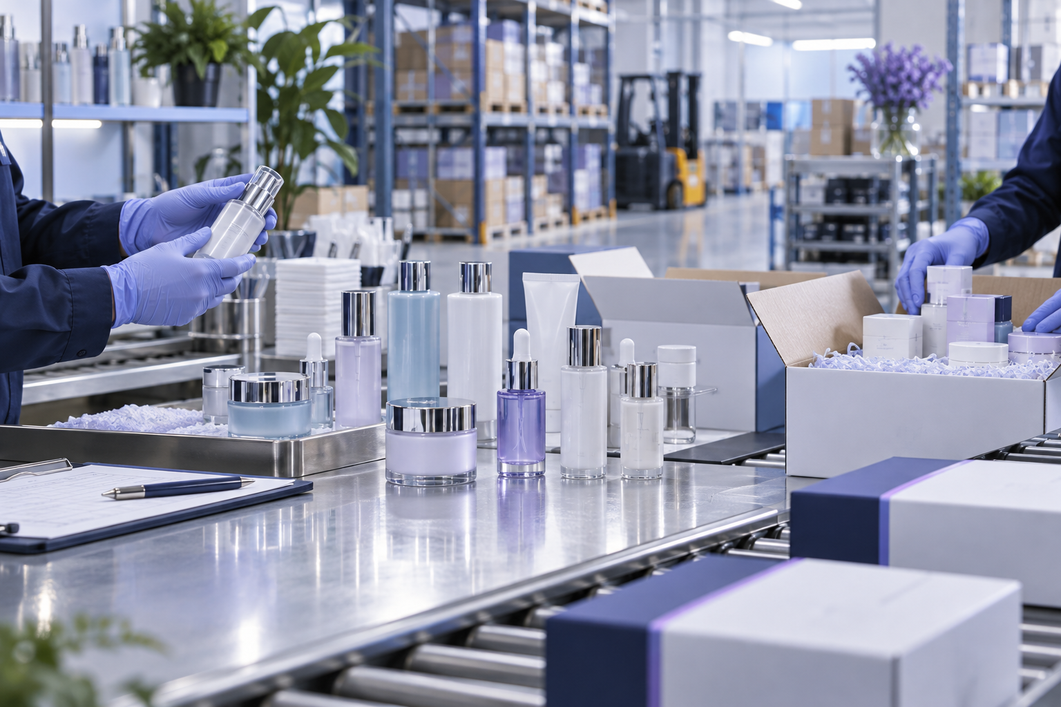 Cosmetics products and packaging for fulfillment